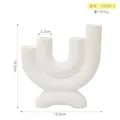 U-shaped white matte ceramic candle holder with three slots for home decor, 18.5cm height - 13202-1 Bisque 4 Heads Tall