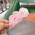 Molla per capelli a forma di medusa in acetato marmorizzato rosa per acconciature - Bianco Viola Iridescente - Doppia Medusa Rosa