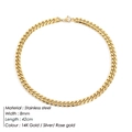 8mm brede 14K vergulde roestvrijstalen Cubaanse schakelketting met karabijnslot - Goud 8mm-42cm-yx32849