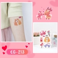 Waterproof glitter tattoo sticker EG-213 with cute cartoon rabbits and pink deer - EG-213 (Glitter Tattoo Sticker)