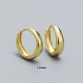 Polished 12mm golden huggie hoop earrings made of minimalist 925 sterling silver - 12mm / Gold