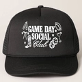 Cappellino trucker nero con stampa Game Day Social Club e rete traspirante - Taglia unica / Tutto Nero
