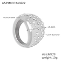 Detailweergave van 1,6cm brede zilveren titanium stalen ring met Tsjechische diamant - US 6 / Staalkleur