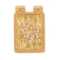 Rose gold copper pendant with brushed texture and zircon hexagram star charm - Rectangle Hexagram (AAF9011)