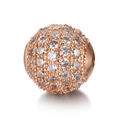 6mm rose gold plated copper spacer bead with sparkling cubic zirconia for DIY jewelry - 6mm / Rose Gold with White Zirconia