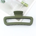 Modern matte green rectangular hair claw clip for elegant bun hairstyles on white background - Butter Army Green