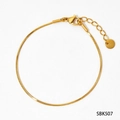 Bracelet chaîne serpent dorée en acier inoxydable avec fermoir mousqueton et extension - Bracelet en Acier Inoxydable à Chaîne en Os de Serpent Fine Doré (B507)