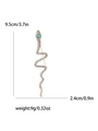 Spilla a serpente dorata con cristalli bianchi e pietra verde, 9,5 cm per 2,4 cm - Bianco 4368-WH