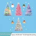 Fluorescent Christmas tree wall stickers set with reindeer and Santa Claus window decals - Static Cling Colorful Christmas Tree Set