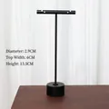 Matte black T-shaped metal earring stand with round base, height 13.5cm and width 6cm - Round Base Large / Black