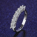 Detailed macro view of S925 sterling silver half eternity ring with seven cubic zirconia - Adjustable / Style 26 Seven Stone Row Ring (0.3 Carat)
