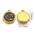 DIY stainless steel rose pendant with black enamel finish and gold dimensions 16x13.5mm - Irregular Rose / Black
