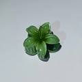 Elegant emerald green flower hair claw clip with a glossy translucent resin finish - Dark Green [4cm Mini]