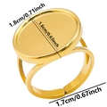 Detail of adjustable gold stainless steel oval ring base with 1.8cm surface dimensions - Oval Ring Base