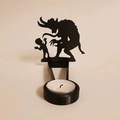 Portacandele con ombra Halloween in metallo nero silhouette di diavolo per decorazione tavola - Lettera A