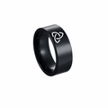 Black stainless steel 8mm ring with laser engraved Celtic Triquetra knot symbol - US 8 / Triquetra