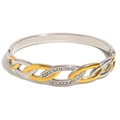 Bracelet chaîne bicolore en acier inoxydable or et argent avec cristaux pavés - Bicolore Or et Argent