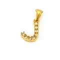 Pendentif lettre J doré serti de zircons blancs brillants sur fond blanc - Pendentif Lettre J