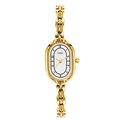 Montre à quartz dorée rétro pour femme avec cadran ovale et bracelet à chaîne fine - Or Blanc