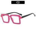 Roze 2D cartoon stijl vierkant TR90 brilmontuur met zwarte randen tegen blauw licht - Roosrood Montuur Zwarte Poten