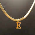 Minimalist gold stainless steel snake chain necklace with an elegant letter E pendant - Letter E (5592272000725)