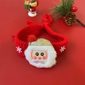 Handmade red knitted Christmas cat scarf with 3D Santa Claus patch and snowflake detail - XS (1-2kg) / Santa Claus