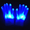 Detailed view of LED glowing gloves with vibrant blue light effect and knit texture - Blue Light (1 Piece)