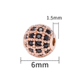 Black pavé zircon 6mm round ball bead in rose gold finish for DIY bracelet making - 6mm-Black Zirconia-Rose Gold