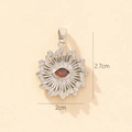 Silver sunburst devil eye pendant with red gem and clear zircons, size 2.7x2cm - Silver Sunburst Red Gem Pendant (17-5)
