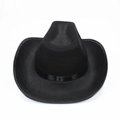 Chapeau de cowboy western classique noir à bord large en feutre pour adultes et enfants - S (Modèle Enfant) / Noir