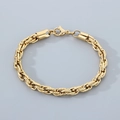 Bracciale a catena wheat in acciaio inossidabile placcato oro 18K con chiusura - Oro (KB203742-ZCG)