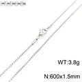 Silver stainless steel chain necklace 600x1.5mm 3.8g variant for pendant - Silver 600mm x 1.5mm