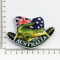 Magnet de frigo souvenir Australie en résine forme de chapeau avec drapeau et crocodile - Boomerang Crocodile