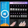 Size chart for ultra-thin matte press-on nail tips showing 15 sizes and measurements - Style 08(08) / 300 Pcs