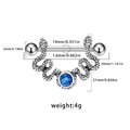 Gothic double snake nipple ring with blue opal stone and detailed size measurement - Double Snake Blue Stone