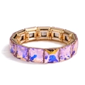 Fashionable geometric bracelet with square purple crystals and gold plated elastic band - Purple Style (CB0042QJ)