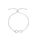 Silver infinity symbol bracelet with pavé cubic zirconia and adjustable box chain link - Infinity Symbol (3913)
