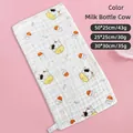6-layer cotton baby gauze towel with milk bottle cow print in three size options - 25*25cm【4 Layers】 / Milk Bottle Cow