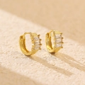 Orecchini a cerchio in argento S925 dorato con tre zirconi trasparenti rettangolari - Argento 925 / Oro