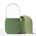 Green face ice roller with translucent cracked ice mold and textured silicone base - Bag Style - Green