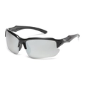 Sport cycling sunglasses with black semi-rimless frame and silver reflective lenses - Black Frame Silver Lens Polarized