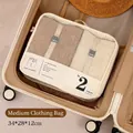 Travel luggage organizer bag in pearl white size M with mesh top inside a suitcase - Beige-Medium (No. 2)