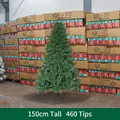 Albero di Natale artificiale PE verde da 150 cm con 460 rami e supporto in metallo - 1.5m Lusso Alta Densità (460 Punte)