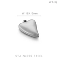 Polished silver heart pendant in stainless steel, dimensions 16x12mm weighing 3g - Stainless Steel Heart Charm 16x12mm (KLJ6793-Z)