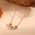 Three-tone interlocking gear heart pendant necklace in gold, silver, and rose gold finishes - Tri-Color Gear Necklace (E718)