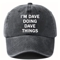 Casquette de baseball vintage gris foncé délavé avec texte blanc personnalisé - Taille unique / Gris