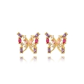 Exquisite gold-plated butterfly stud earrings with colorful zircon and purple crystals - Purple Red Pink Zircon Butterfly (Style 5)