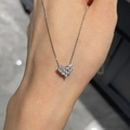 Detailed view of silver heart pendant necklace with shimmering round-cut crystals - Full Zirconia Heart Necklace