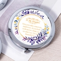 Silver folding pocket mirror for daughter with floral print and loving blessing - To My Daughter Purple Wreath