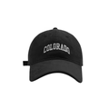 Classic black brushed cotton baseball cap featuring white Colorado embroidery on a white background - One Size / Black